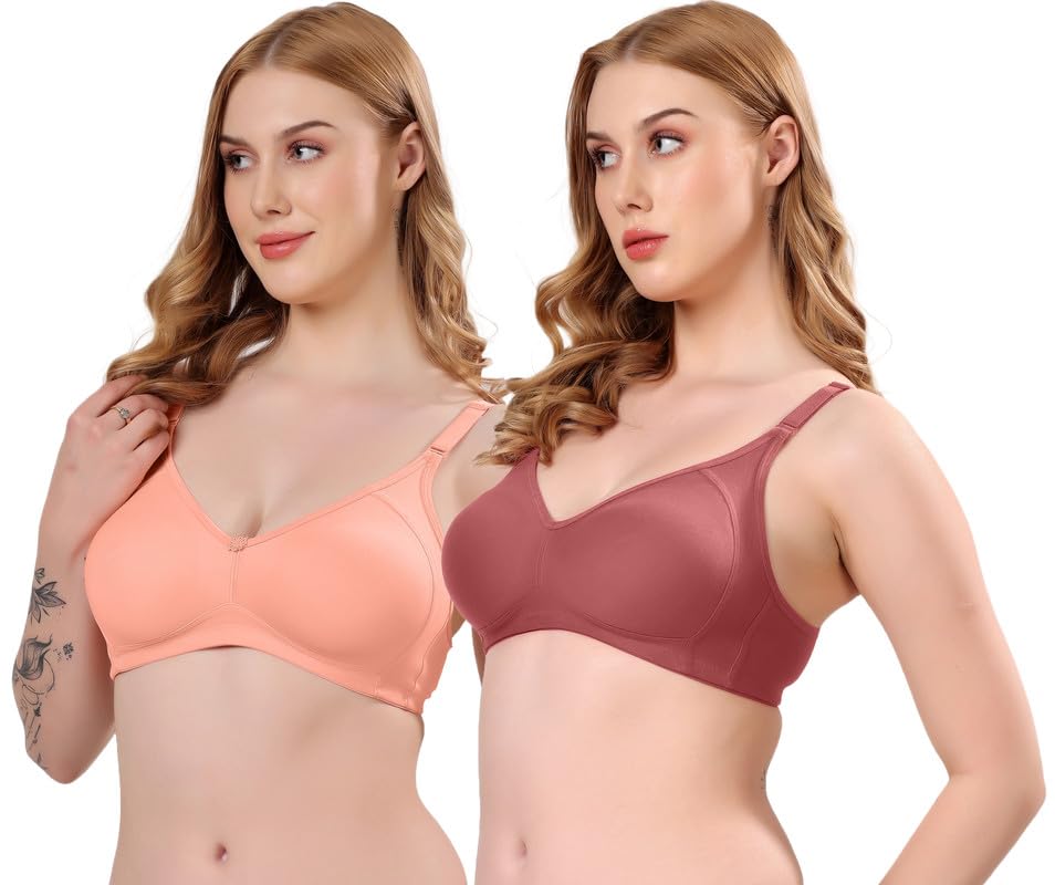Image of London Hills Regular Bra for Women Everyday Non Padded Wire Free Full Coverage Cotton Blend