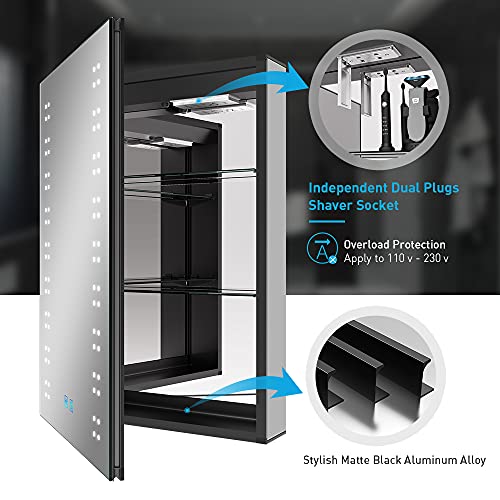 Tokvon® Sparklers LED Badkamerspiegelkast verlichte kasten met Shaver stopcontact 3-kleuren-LED Touch schakelaar Anti… - Image 5