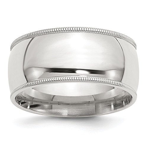 Solid 925 Sterling Silver 10mm Men's Milgrain Comfort Fit Wedding Band Ring