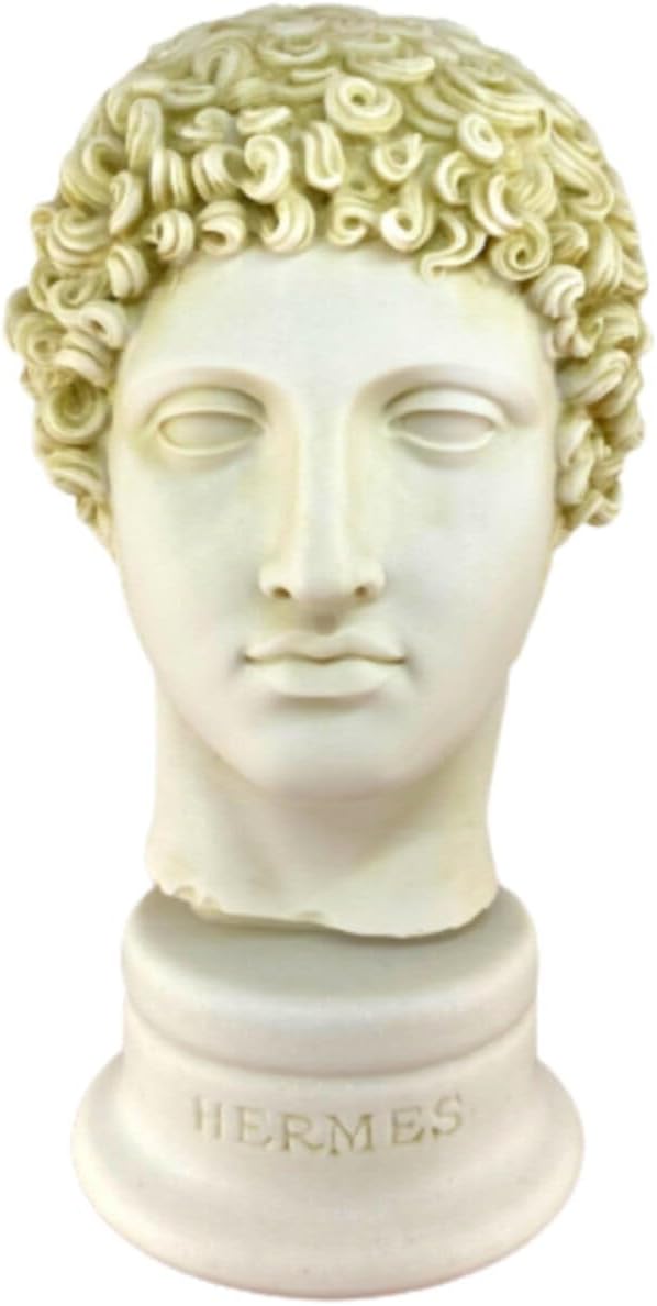 Hermes Bust Antique 30 cm White Polyester Sculpture Greek God Statue Home Decor Art Collectible Gift - White, One Size