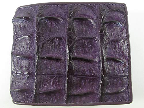 Image of Pelgio Genuine Crocodile Alligator Backbone Skin Leather Bifold Wallet ([B1] 6 Card Slots + 2 ID Windows + 2 Compartment for Bills, Purple)