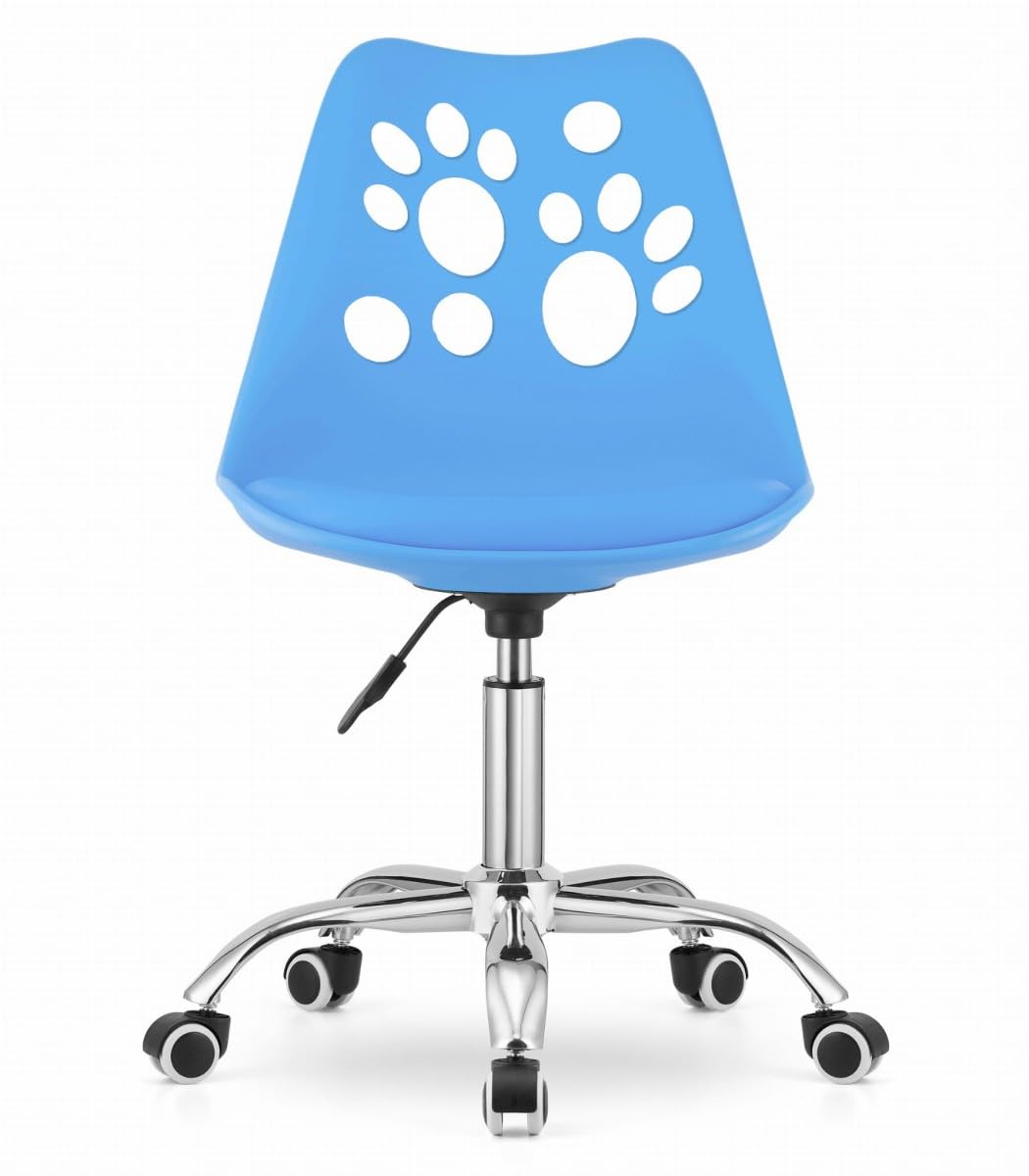 Sedia Pelle Sintetica Ergonomica Base Cromata Blu | imbottitura ergonomica, uso prolungato, moderna, sedia girevole, schienale supporto, montaggio semplice