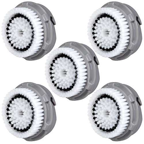 5 x têtes pour brosse E-Cron. Compatible Rechange pour Clarisonic nettoyage facial pour la peau en Normal, Mia 1, 2, 3 (Aria), Smart Profile, Alpha Fit, Plus, Sonic Radiance