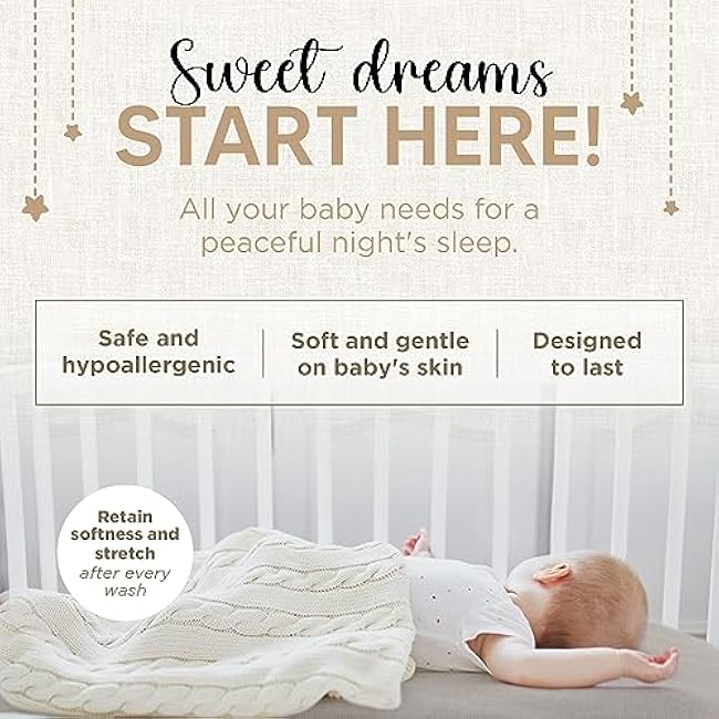 Bassinet Sheet for Bassinet Mattress - 100% Organic Jersey Knit Cotton - Snuggly Soft & Cozy Crib Sheets Fitted for Oval Rectangle & KoolaBaby Bedside Sleeper - White & Grey - 2 Pack (33 x 20)