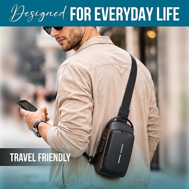 Image of TEKCOOL Sling Bag for Men Stylish Crossbody Backpack for Men & Women, Anti-Theft Chest Bag with USB Charging Port, Messenger Bags, Casual Shoulder Bag