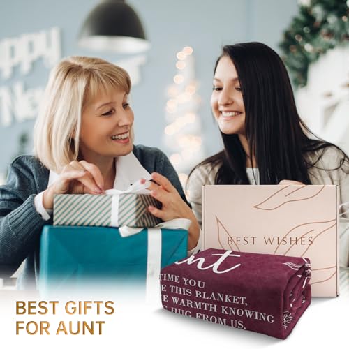 GiltGlimmer Aunt Gifts, Aunt Birthday Gifts, Auntie Gift Ideas, Gifts for Aunts from Niece Nephew, to My Aunts Throw Blanket 50" x 60", Burgundy by GiltGlimmer - Used condition - Image 2