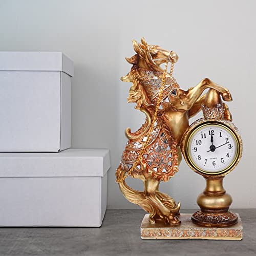 IMIKEYA Cavalo Estatueta Relógio de Mesa Criativa Resina Relógio Relógio de Mesa Do Vintage Mesa Hou