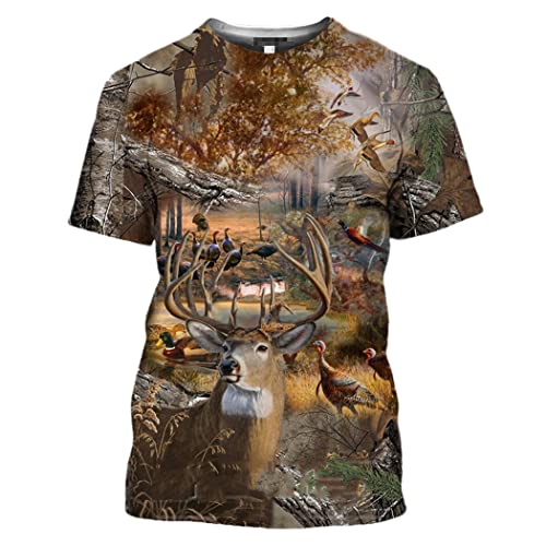 T-shirt imprimé sanglier camouflage idéal pour la chasse en forêt