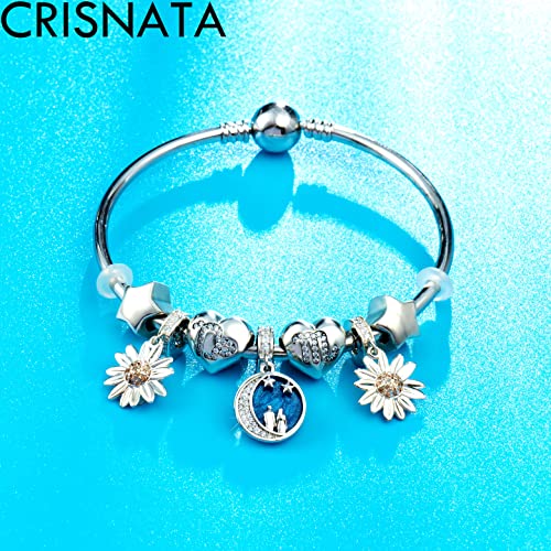 I Love You to the Moon and Back Pendant Charms, Fit Pandora Valentines Bracelet, 925 Sterling Silver Couple on Starry Night Sky CZ Necklace Beads, Gift for First Mothers Day4