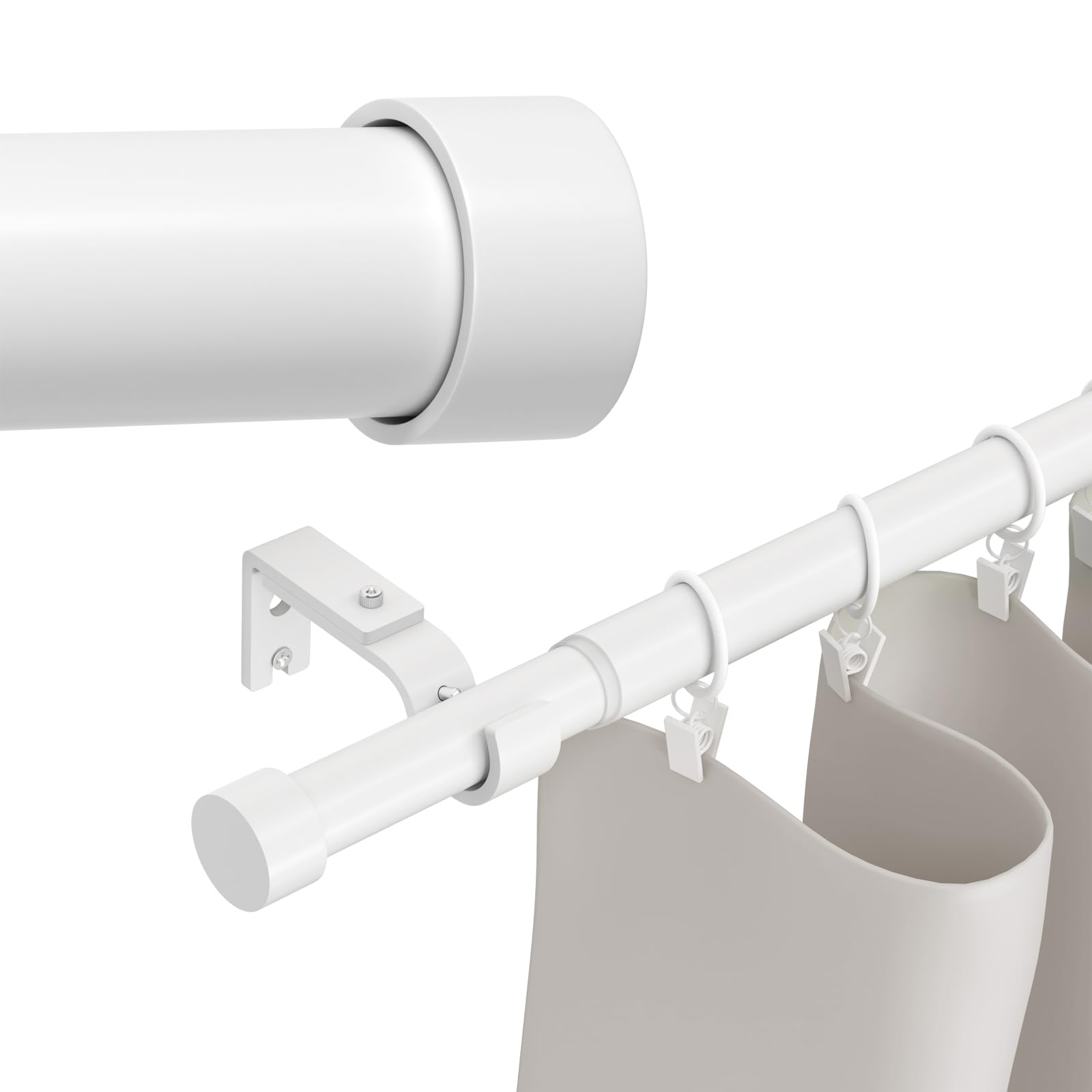 Photo 1 of White Curtain Rods for Windows 144 inch, Heavy Duty Long Curtain Rods Adjustable, 1 inch Metal Drapery Rod Modern for Sliding Glass Door, Decorative Drapery Pole for Bedroom, Living Room, 12ft