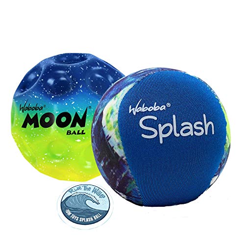 Waboba Moon Ball Gradient Ball + Water Bouncing Waboba Splash Ball | 2 Pack Bounce Balls Bundle| + Bonus IDM TOYS Wave Sticker (Colors May Vary)