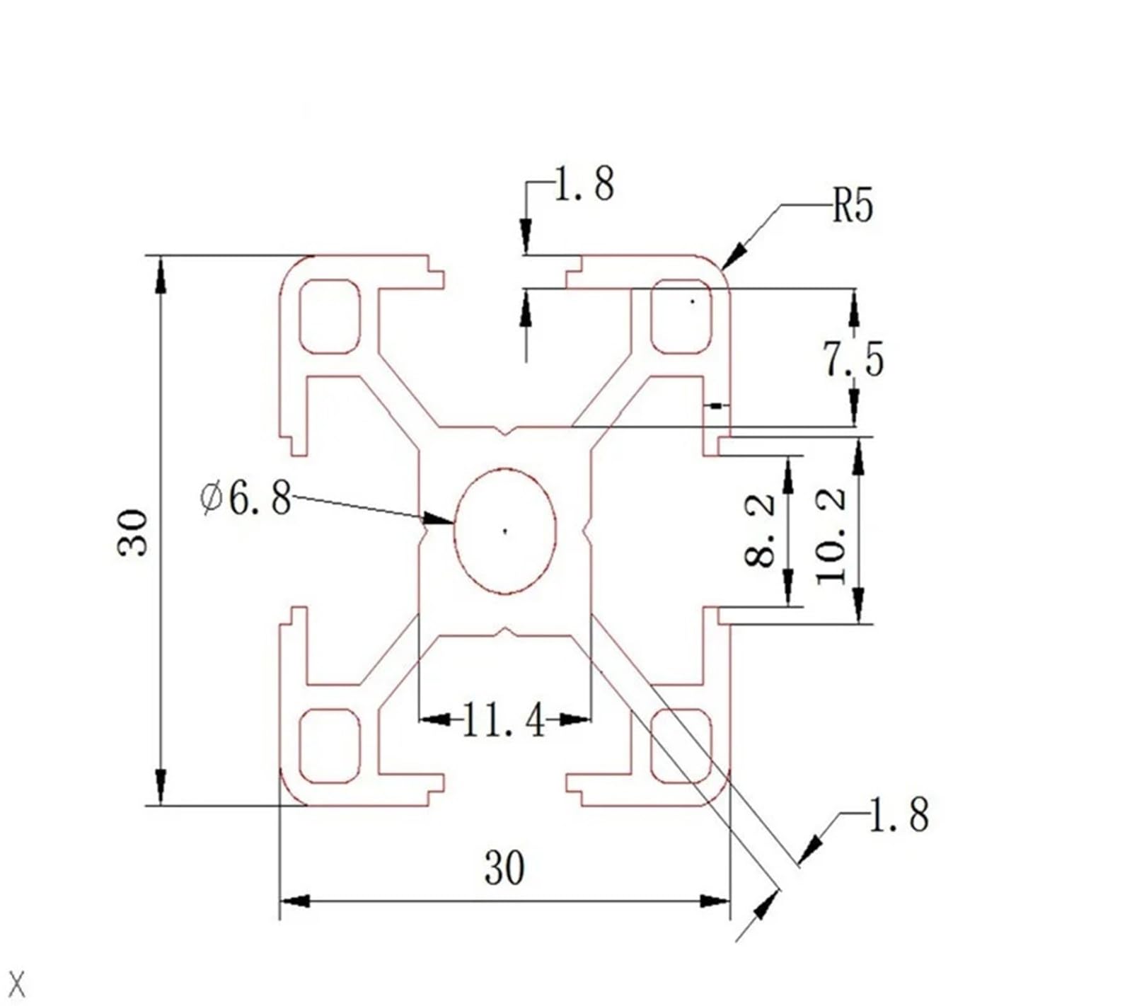GTPBAO Profilo in alluminio 3030 anodizzato nero, estrusione lineare quadrata, struttura a rotaia quadrata spessa 1,8 mm Binario estruso(900mm)