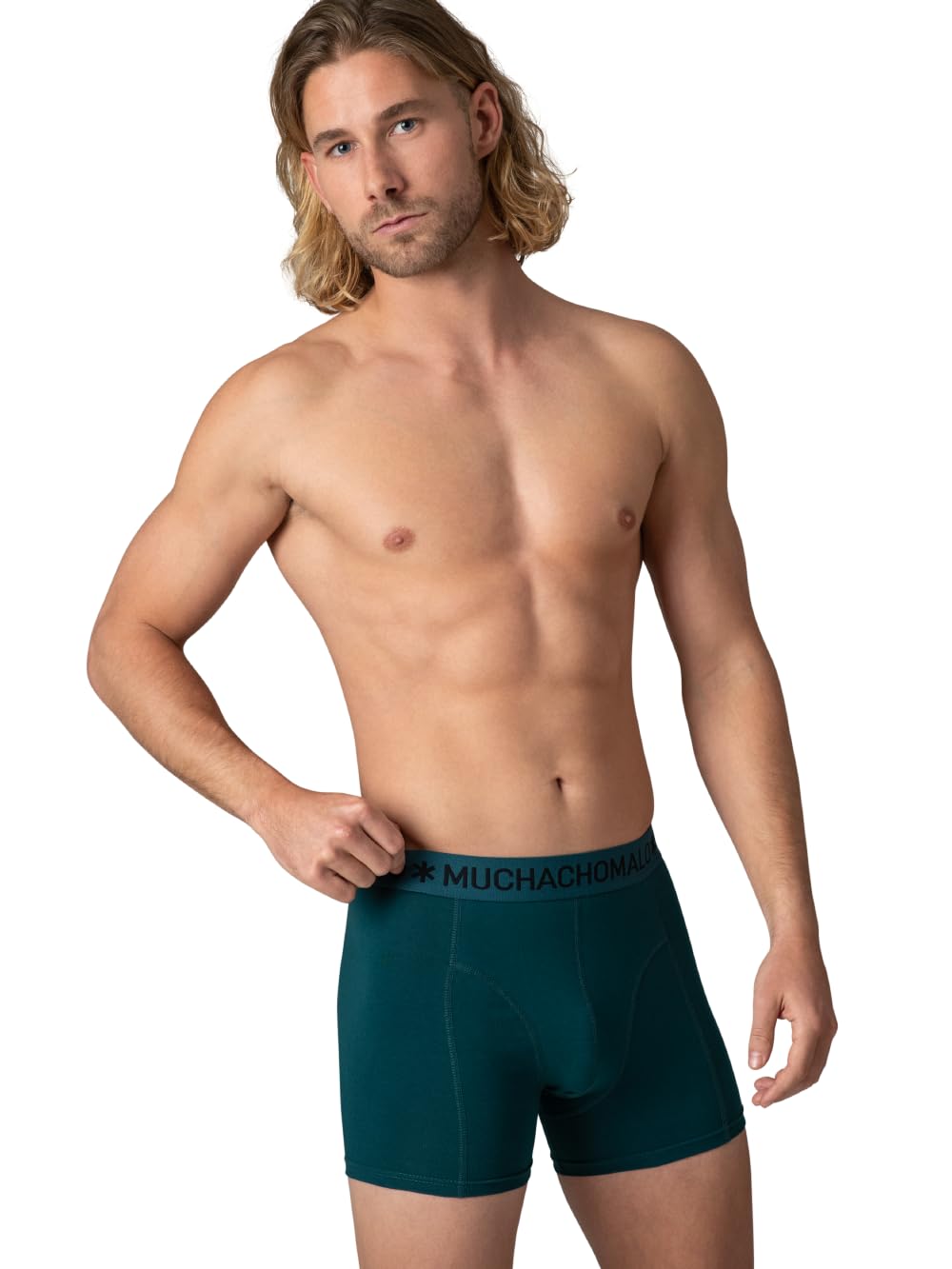 Muchachomalo Boxer da uomo, confezione da 12 pezzi, tinta unita, cotone, vita elasticizzata