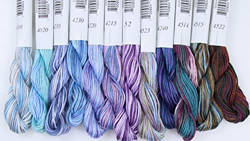 Image of KCS Big skeins of 25 Meters Size 25 Color Variegated Cross Stitch Stranded Threads,12 skeins,07