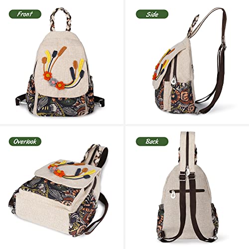Image of Lady's Convertible Sling Bag, Hand Craft Artisan Purse, Beautiful Canvas Premium Casual Day Mini Backpack for Women (Two Grapes)