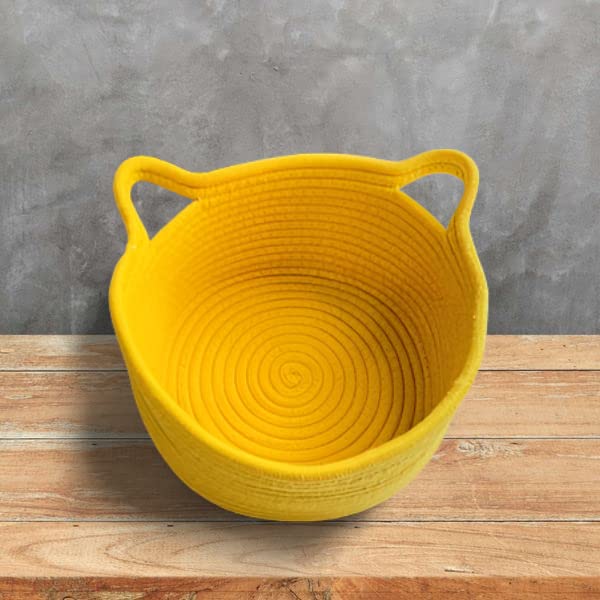 Image of Large Cat Ears Toy Organizer, Woven Cotton Rope Basket, Decorative Nursery Bins & Boxes Gift Basket Empty for Baby Pet Toy Storage