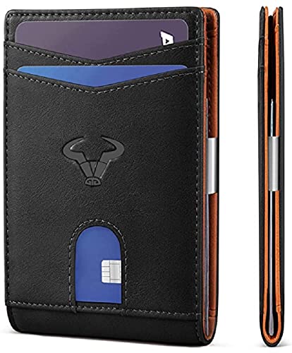CONTACTS Mens Genuine Leather Wallet | RFID Blocking Card Holder Wallet Case (Black)