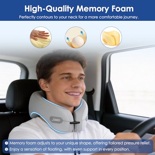Image of jiaao Travel Pillow Memory Foam Neck Support, Advanced Memory Foam Neck Pillow for Airplanes, Cars & Trains