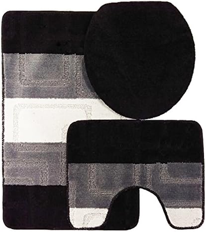 Emma Barclay Cube Bath Mat, Pedestal Mat & Toilet Seat Set, Black