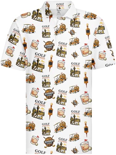 Image of PAGYMO Funny Golf Shirts for Men Crazy Printed Pattern Novelty Moisture Wicking Performance Mens Polo Shirt