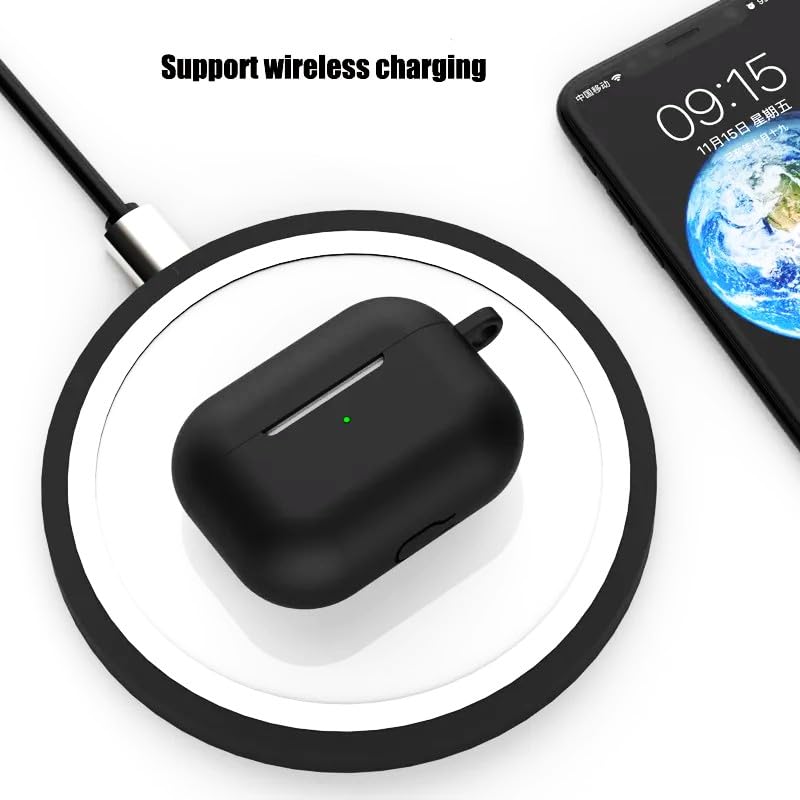 Image of Airpods 4 Cover Silicone Case (2024) Active Noise Cancellation (ANC) with Keychain Protective Case (Black)