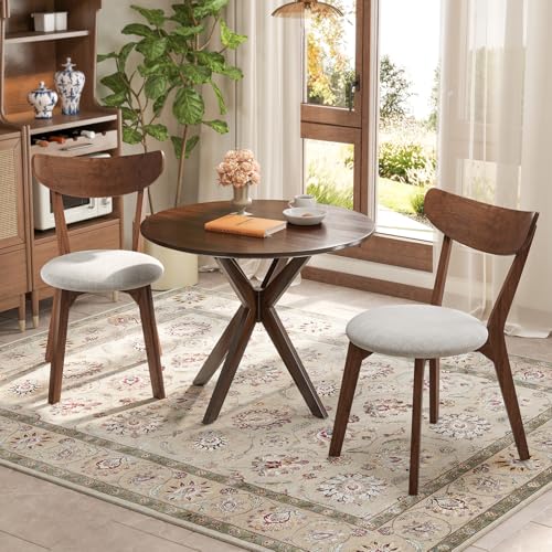 Tangkula Round Dining Table Set for 2, Kitchen Table & Chairs Set of 2
