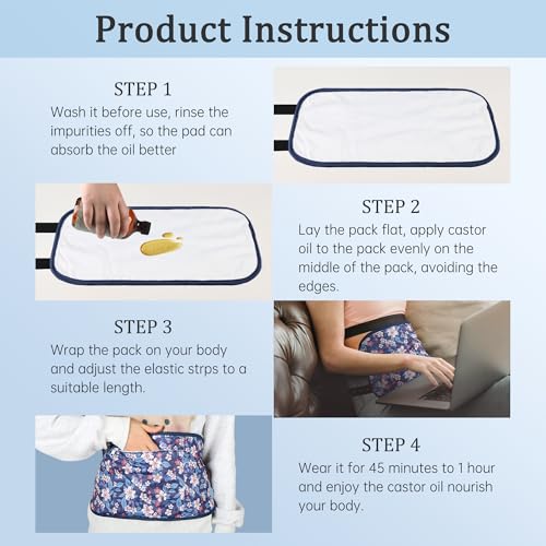 Image of Castor Oil Pack Wrap Organic Cotton 2 Pcs, Castor Oil Cold Pressed Highly Absorbent for Liver Detox, Gifts for Women