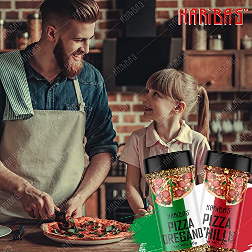 Image of HARIBAS Italian Combo Oregano 40gm and Chilli Flakes 40gm Sprinkler | Flakes /Leaves | Combo Pack of 2 | Italian Herbs Seasoning Masala Powder