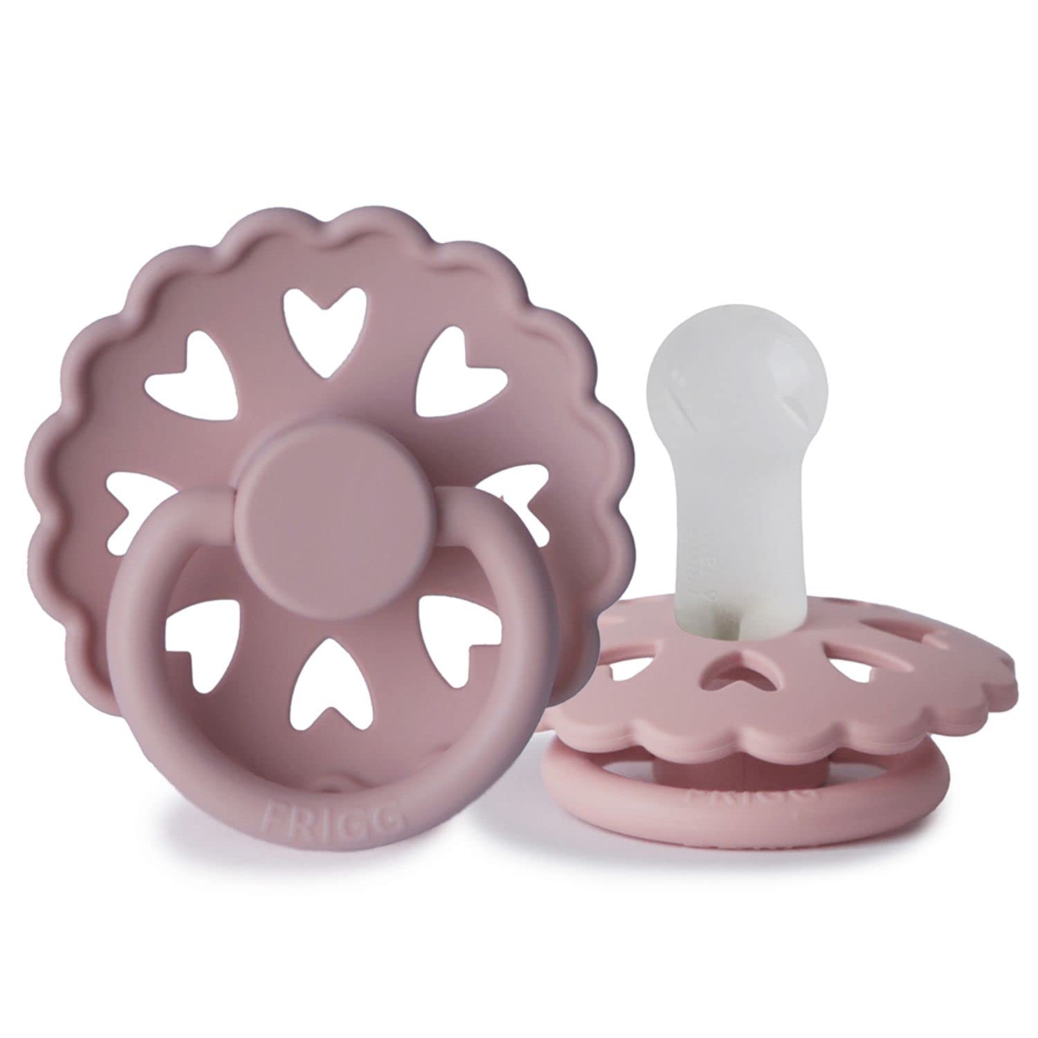 FRIGG Fairytale Schnuller 2 Packung | Silikon Schnuller | BPA-Frei | Hergestellt in Dänemark | Symmetrischer Sauger in Kirschform| (Twilight Mauve/Primrose, Größe 2 (6-18 Monate))