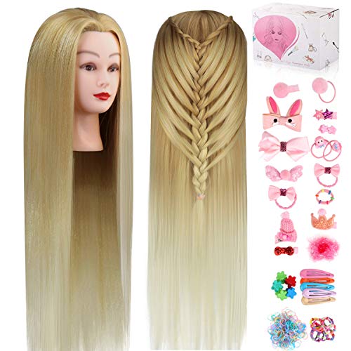 TopDirect 75cm/29'' Têtes d'exercice Cheveux Tête à Coiffer Coiffure Cosmétologie Pratique Mannequin Poupée pour le Salon Coiffeur Poupée avec Ensemble de Tresse