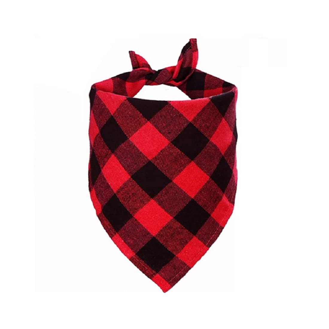 Pañuelo de Algodón a Cuadros Bandanas de Mascotas Triángulo Baberos Bufandas para Pequeño Mediano Grande Perro Gato（A Cuadros Rojos）
