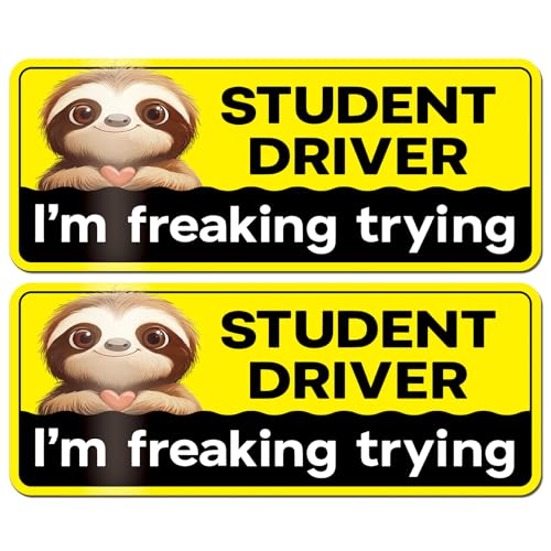 Image of 2 Pcs Newbie Magnetic Student Driver Stickers for Car Beginner Funny Lovely Magnet Supplies Bumper Safety Sign Suitable for Keeping a Safe Distance