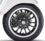 Rueda \'Llanta 3.00 – 12 (14 radios), Color Negro con Borde Plateado