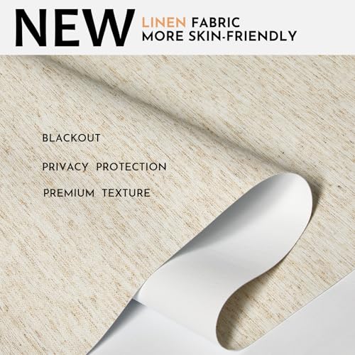 Persilux Blackout Roller Shades for Window Blinds,Cordless,Linen Fabric,Thermal Insulated Fabric UV Protection Shades for Home,Office,Bedroom,Door,Blackout-Cream,Custom Size