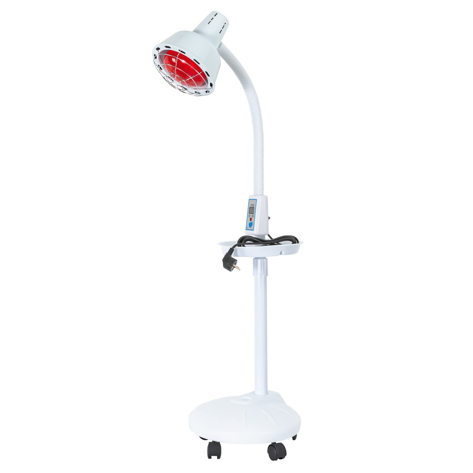 Lampe infrarouge 275 W - Lampe chauffante avec minuterie et 5 roues universelles - Rotation à 360° - Lampe thérapeutique - Lumière rouge - 8-70 °C - Température réglable pour le dos, les