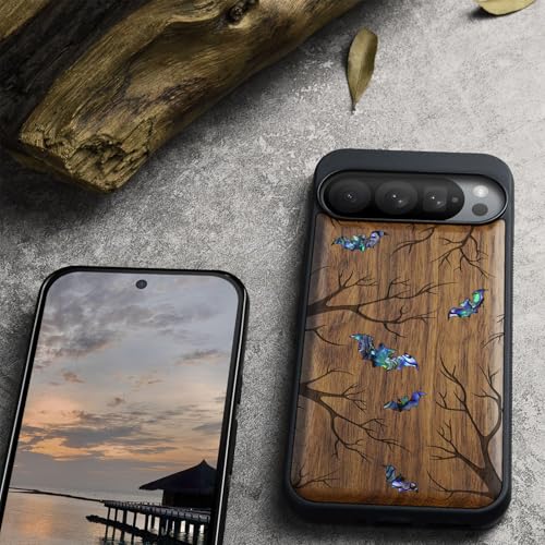 Coque Pixel 9 Pro en bois de noyer sculpté main luxe unique - 5
