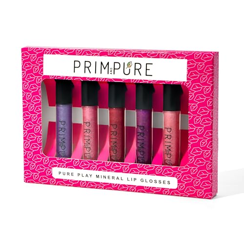 ✅ 10 Best Makeup Made in USA 4 Prim and Pure Mineral Play Lip Gloss Set (Pack of 5) - 100% Natural, Organic, Non-toxic Kids Lip Gloss Made in the USA