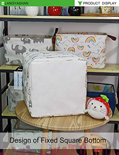 Langyashan Square Storage Baskets Waterproof Canvas Children Laundry Nursery Hamper For Shelves Gift Baskets Toy Organizer Room Decor (Square White Love Arrow) #TOP6
