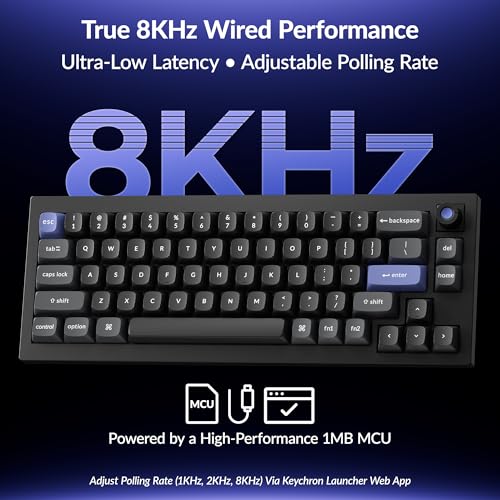 Image of Keychron Q2 HE 8K Wired Hall Effect Gaming Keyboard with Magnetic Switches, 65% Layout, Rapid Trigger, Aluminum Body, Adjustable Actuation, Knob, RGB, Compatible with Mac /Windows /Linux - Black