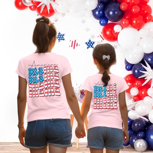 SUPEY Magical Family Vacation Shirts Americian Mommy and Me Flag Shirt 4th of July Baby Girl Outfit USA Short Sleeve Shirts4
