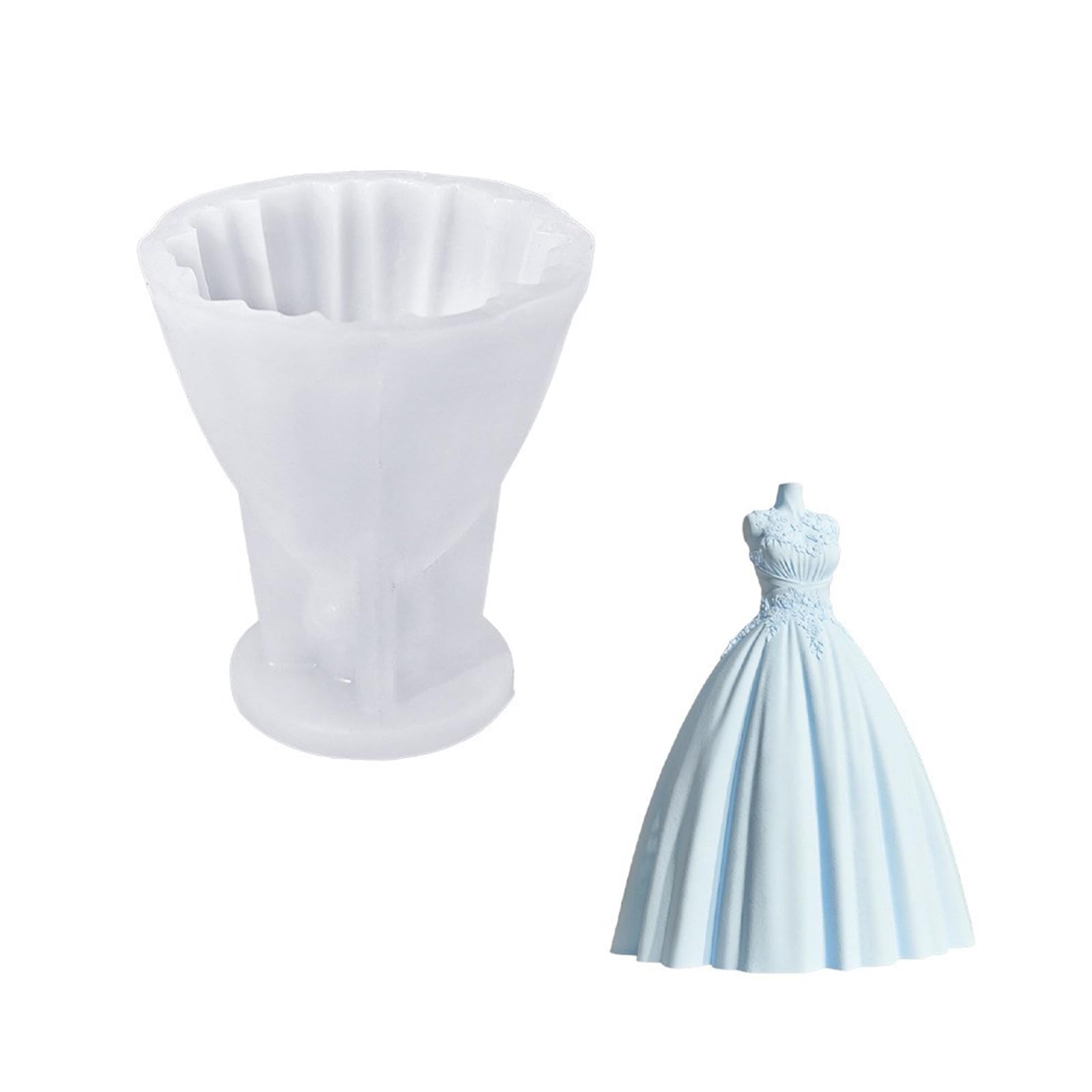NEWFT Sturdy Princess Gown Silicone Mold For Princess Dress Candle Making Suitable For Weddings And Craft Projects
