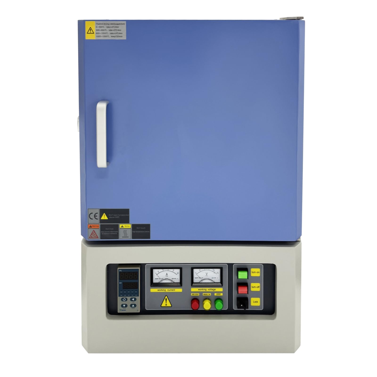 TECHTONGDA Muffle Furnace 1200°C High Tempe Resistance Furnace Oven with 51 Segments Programmable & Timing PID Control ±1℃ for Laboratory Sintering & Heat Treatment 110V 2.5KW
