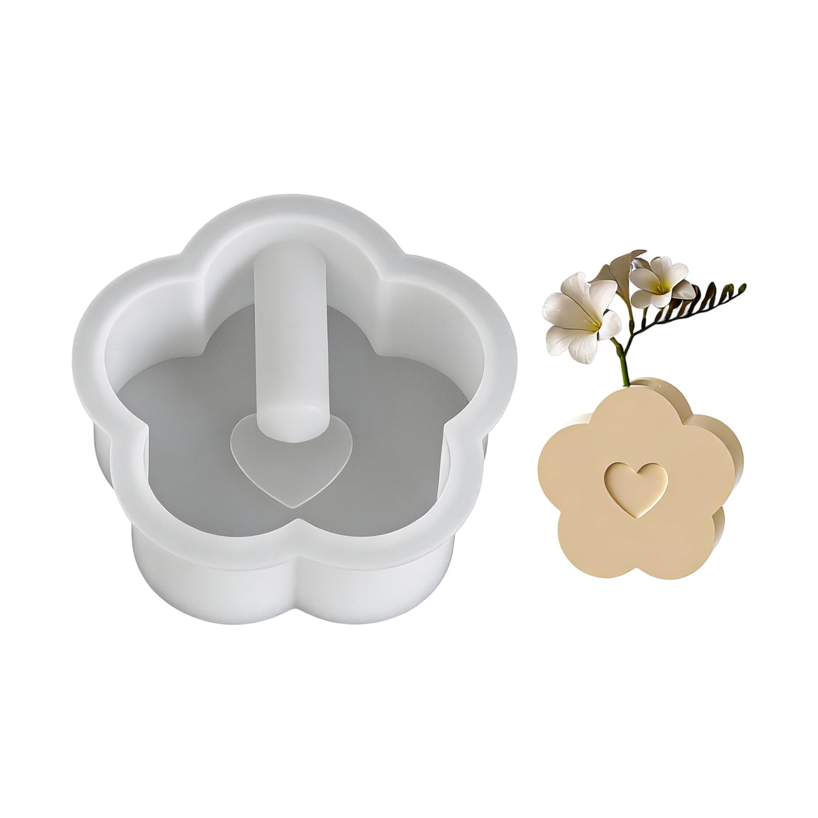NEWFT Artistic Silicone Vase Mold In Heart Flower And House Shapes Flower Display Holder Mold For Resin Art Projects