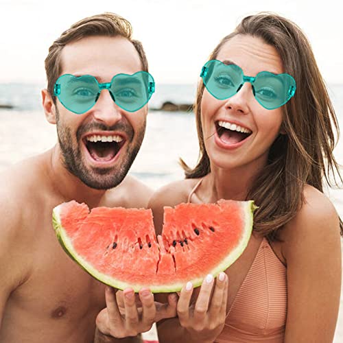 AEAHALY Heart Shaped Sunglasses - Rimless Pink Glasses for Women - Bachelorette Party Favor4