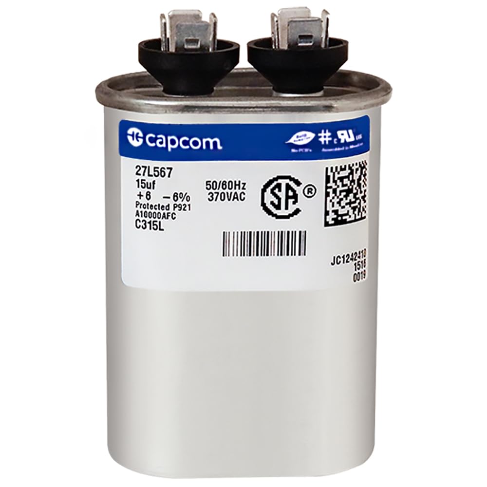 15 uf MFD 370 VAC Replacement Oval Run Capacitor # C315L 27L567
