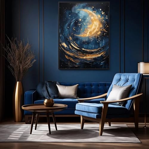 Toile murale lune abstraite impression haute définition cadre 50x70cm