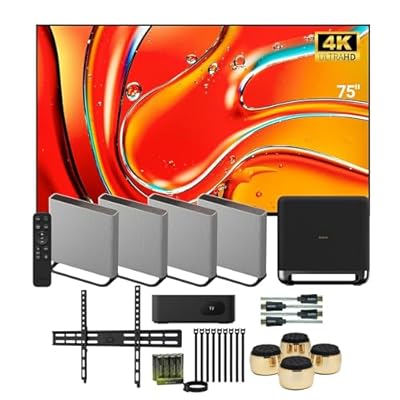 Sony BRAVIA 7 K-75XR70 75-Inch QLED 4K HDR TV Bundle with Home Theater System, Wireless Subwoofer, Subwoofer Isolation Feet, TV Wall Mount, HDMI Cable, Alkaline AAA Batteries, and Cable Ties (8 Items)