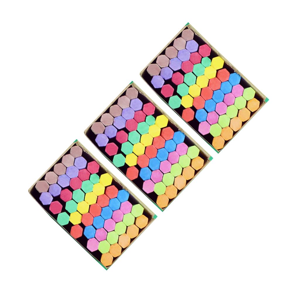 Craie Colorée Hexagonale sans Poussière pour Tableau Noir, 3 Boîtes