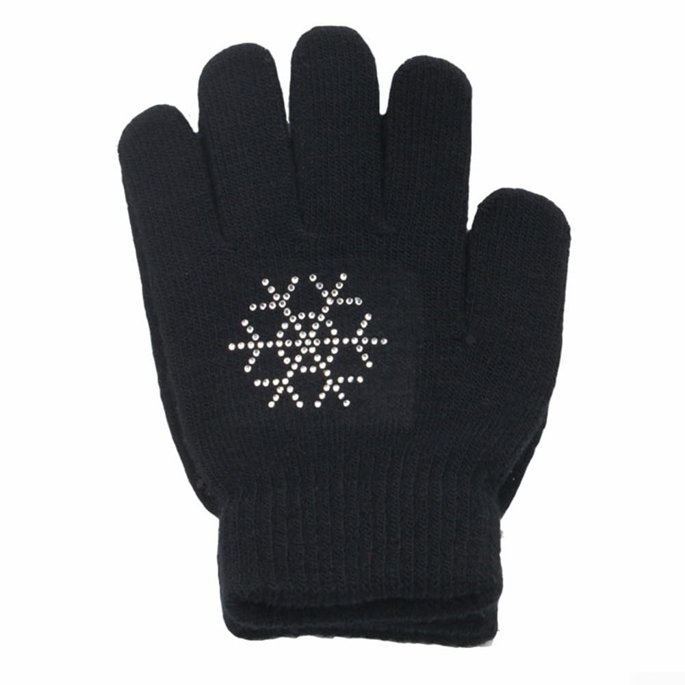 Guantes de patinaje de algodón cálido con agarre antideslizante en la palma de la mano, guantes elásticos adecuados para patinaje artístico y deportes de hielo