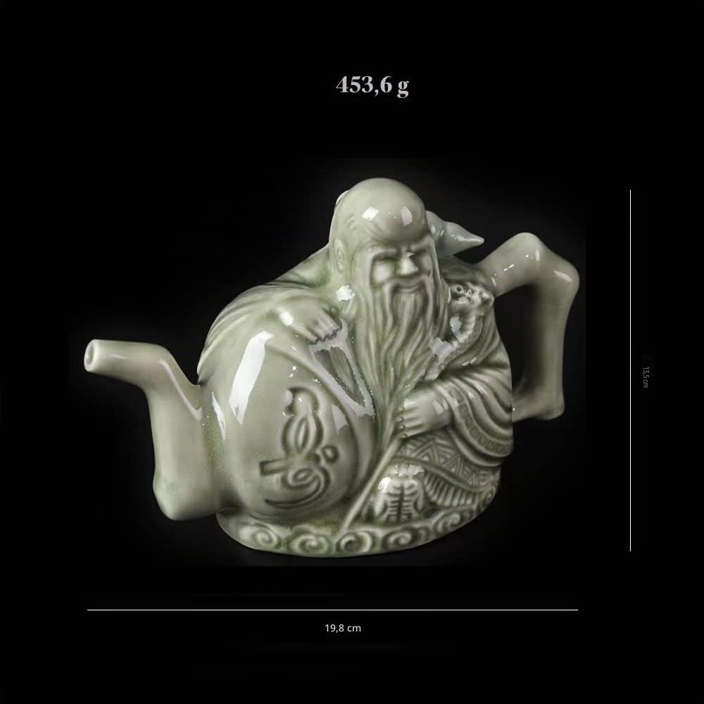 RORA Assassins - Tetera de cerámica hecha a mano para tres bebidas en una olla, tetera china con diseño de dos corazones con mini embudo, 16 onzas